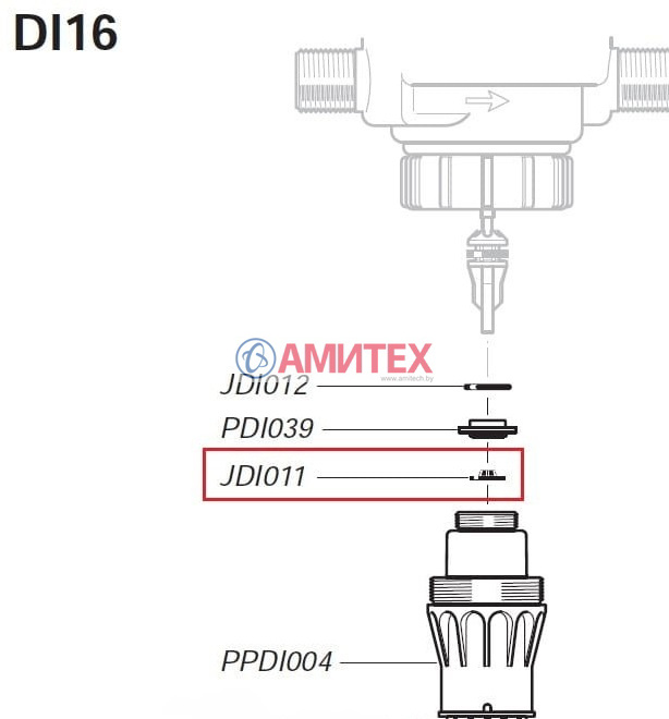 JDI011VF Резиновое уплотнение дозирующей системы D25RЕ1500/D45 R ЕЗ000/
